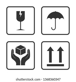 Fragile icon. Packaging symbol icon set. Vector illustration, flat design.