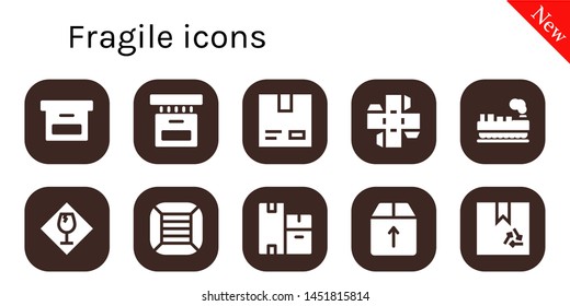 fragile icon set. 10 filled fragile icons.  Simple modern icons about  - Box, Cardboard, Cargo, Fragile, Boxes
