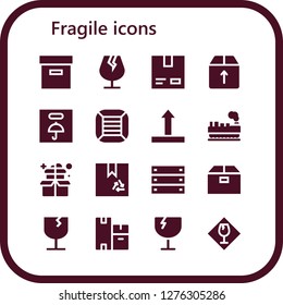  fragile icon set. 16 filled fragile icons. Simple modern icons about  - Box, Fragile, Cardboard, Boxes, Side up, Cargo