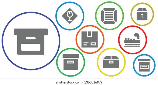 fragile icon set. 9 filled fragile icons.  Simple modern icons about  - Box, Fragile, Boxes, Cardboard, Cargo