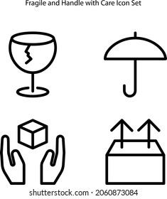 fragile icon set isolated on white background. fragile icon thin line outline linear fragile symbol for logo, web, app, UI. fragile icon simple sign