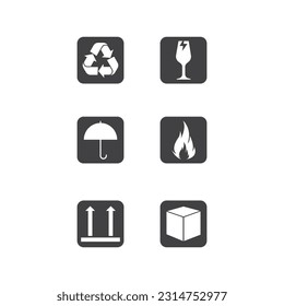 Fragile Icon Set Vector Design.