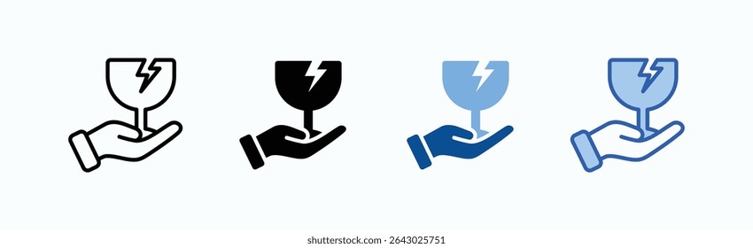 Fragile icon sheet multiple style collection isolated vector