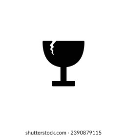 icono frágil, vector de signo frágil