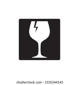 fragile icon symbol flat vector isolated on white background