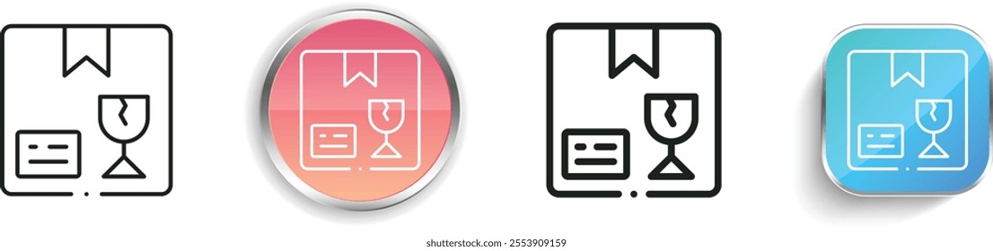 fragile icon. Thin Linear, Regular and Button Style Design Isolated On White Background