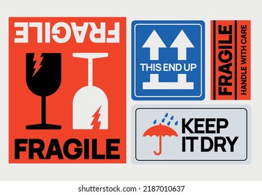 Fragile Icon upside down, Keep it dry and this end up, using for shipping sticker vector