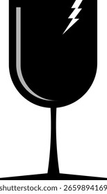 Fragile icon vecotor. handle with a care black icon on a white background.