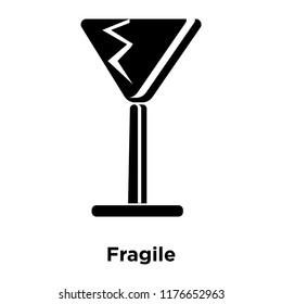 Fragile icon vector isolated on white background, logo concept of Fragile sign on transparent background, filled black symbol
