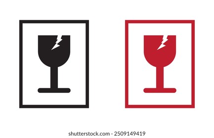 Vetor de ícone frágil. Sinal de pacote frágil e ilustração de vetor de símbolo.