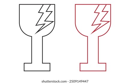 Vetor de ícone frágil. Sinal de pacote frágil e ilustração de vetor de símbolo.