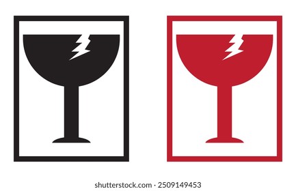 Vetor de ícone frágil. Sinal de pacote frágil e ilustração de vetor de símbolo.