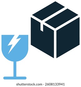 Fragile icon vector. Symbol for package, shipping, handle, care, warning, delivery. Ideal for labels, website, app, safety notice, and product packaging design. Simple vector illustration.