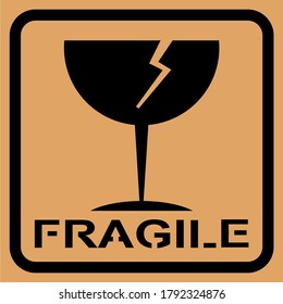 fragile icons or fragile items, in a flat style. illustration of glass cups or breakable items. symbols on the packing.
