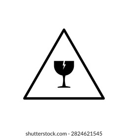 Fragile item warning icon showing a cracked glass, used to indicate careful handling and prevent damage to breakable goods during packaging, storage, and shipping.