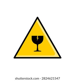 Fragile item warning icon showing a cracked glass, used to indicate careful handling and prevent damage to breakable goods during packaging, storage, and shipping.