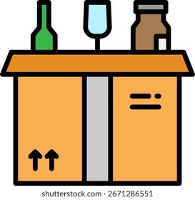 Itens frágeis em caixa de papelão para mover ou enviar