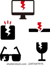 Fragile items illustration icon set : vector