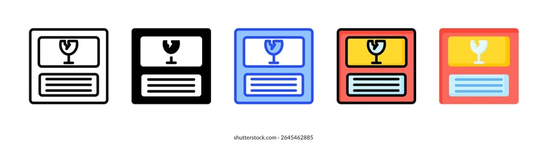 Fragile Label Icon Collection With Multiple Styles