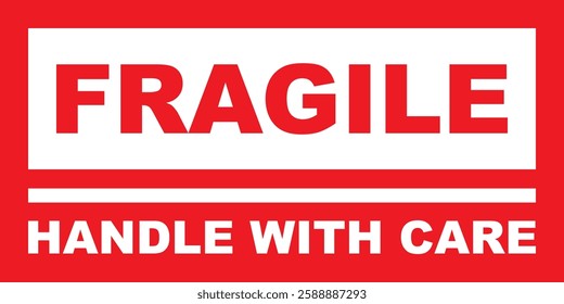 Fragile label signifying delicate handling.  Red background, white text. Essential for shipping and moving items needing extra protection.
