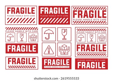 Fragile Label Sticker Set. Printable Shipping Warning Signs for Packaging, Logistics, and Cargo Protection