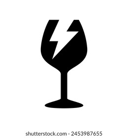 Fragile label symbol, broken glass vector icon for packaging.