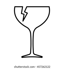 Fragile Line Icon Broken Wine Glass Stock Vector (Royalty Free ...