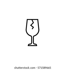 Fragile line icon, broken wine bottle