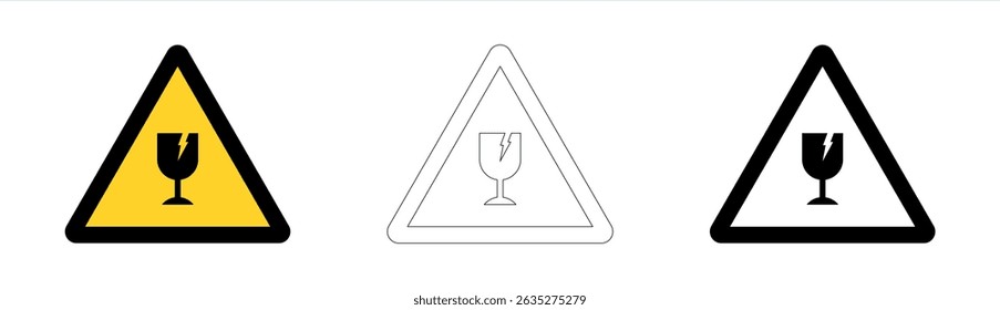 Fragile material warning in vector format