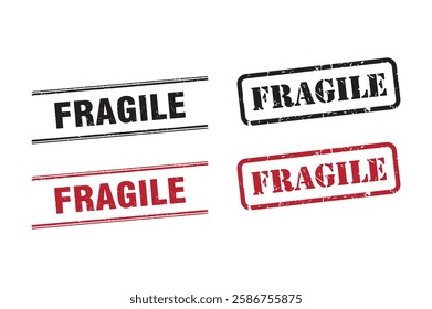 Fragile on red rubber stamp