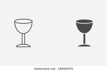Fragile outline and filled vector icon sign symbol