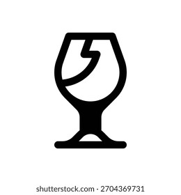 Frágil. Icono de Vector de trazo delineado con detalles rellenos de negro.