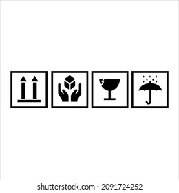 fragile package care instructions vector design