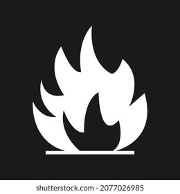 Fragile package. Fire sign vector. Isolated on black background.