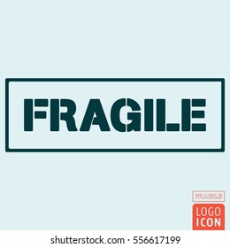 Fragile package handling label. Handle with care symbol. Vector illustration