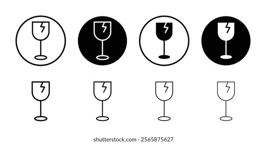 Fragile package icon Black and white outline vector