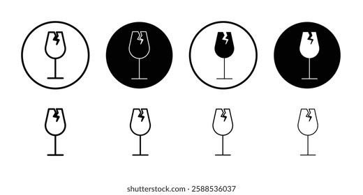 Fragile package icon linear logo isolated