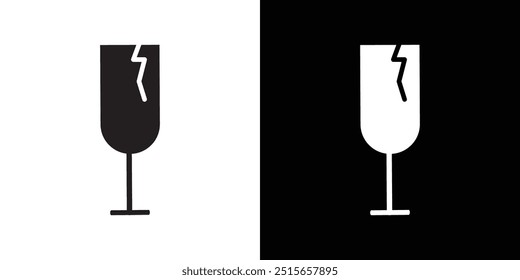 Fragile package icon Thin line flat illustration