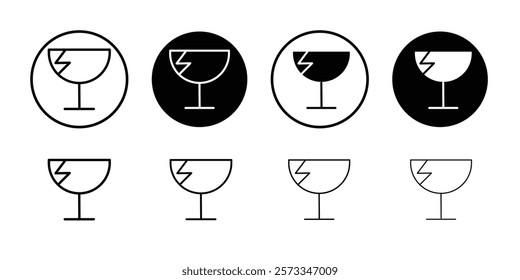 Fragile package icon vector line logo mark or symbol set collection outline style