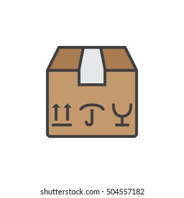 fragile package line icon, filled outline vector sign, linear colorful pictogram isolated on white. logo illustration