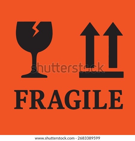 Fragile Package Shipping Label with Arrows and Glass Symbol
