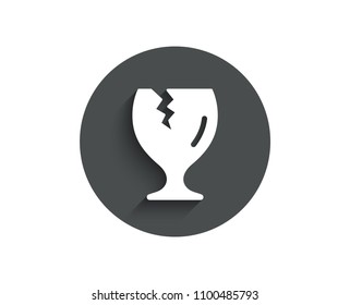 Fragile package simple icon. Delivery service sign. Safe shipping symbol. Circle flat button with shadow. Vector