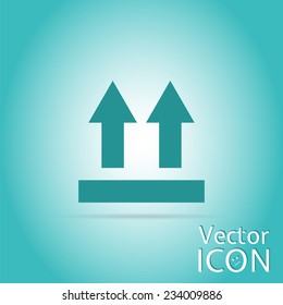 Fragile package symbol. Two directional arrows. Flat design style. Made in vector