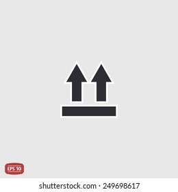 Fragile package symbol. Two directional arrows. Flat design style
