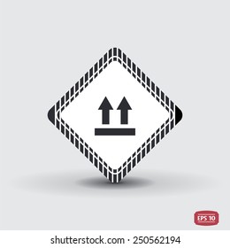 Fragile package symbol. Two directional arrows. Flat design style