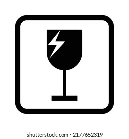 Fragile Packaging - Cracked Glass vector icon for safety Breakable items, packaging safety