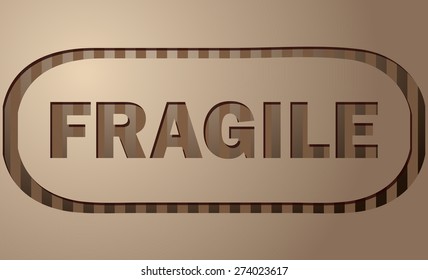 Fragile Paper Cutout Card, Vector Illustration. 