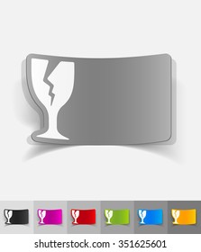 fragile paper sticker with shadow. Vector illustration