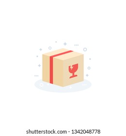 fragile parcel, package vector icon