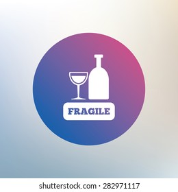 Fragile parcel sign icon. Delicate package delivery symbol. Icon on blurred background. Vector